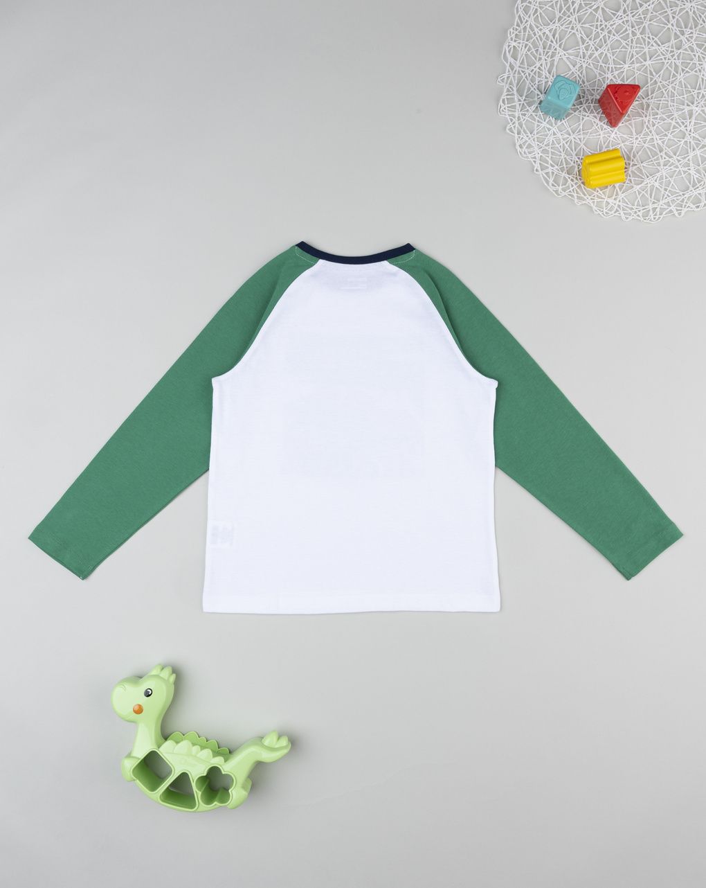 T-shirt bambino bianco/verde stampa