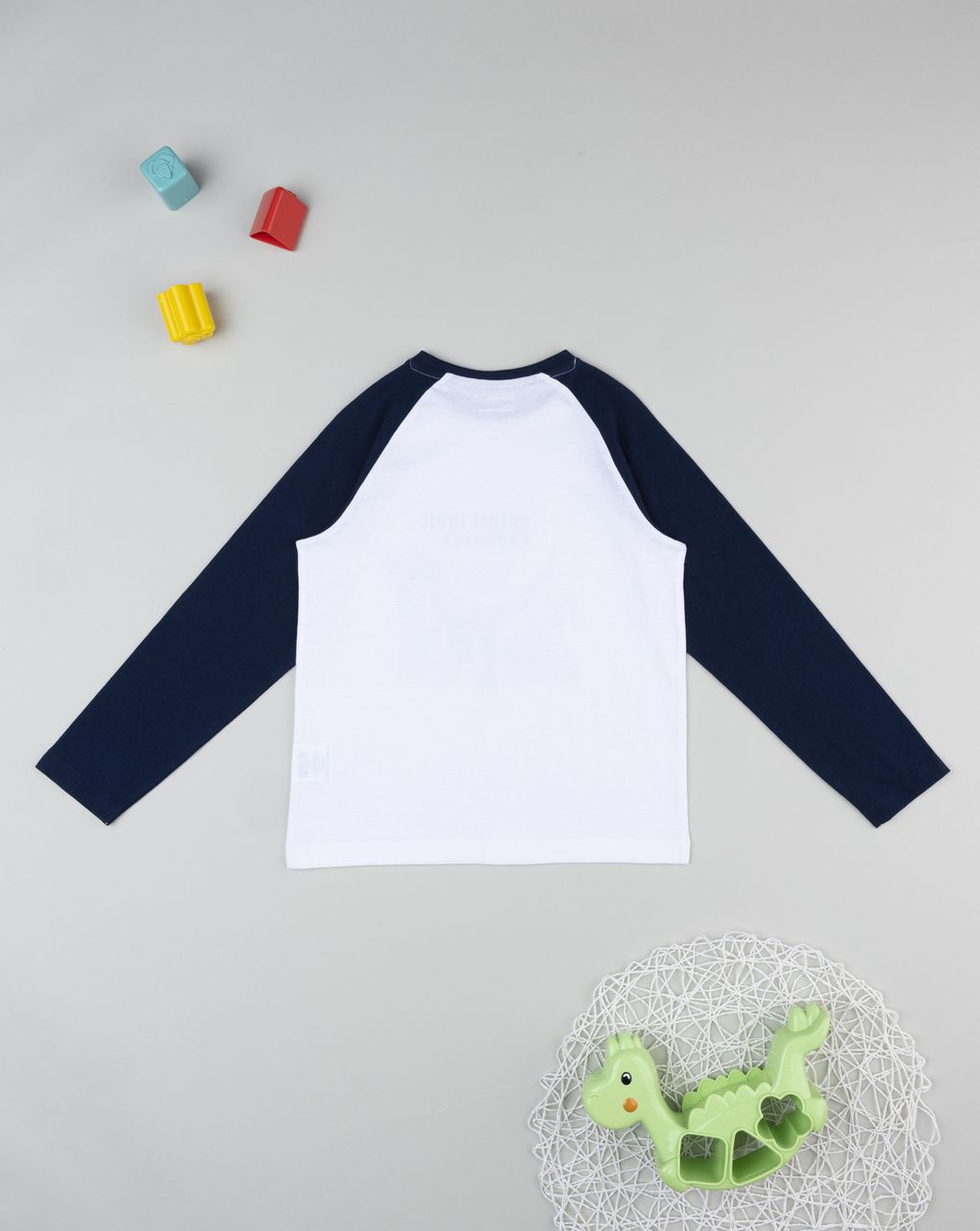 T-shirt bambino bianca/blu stampa