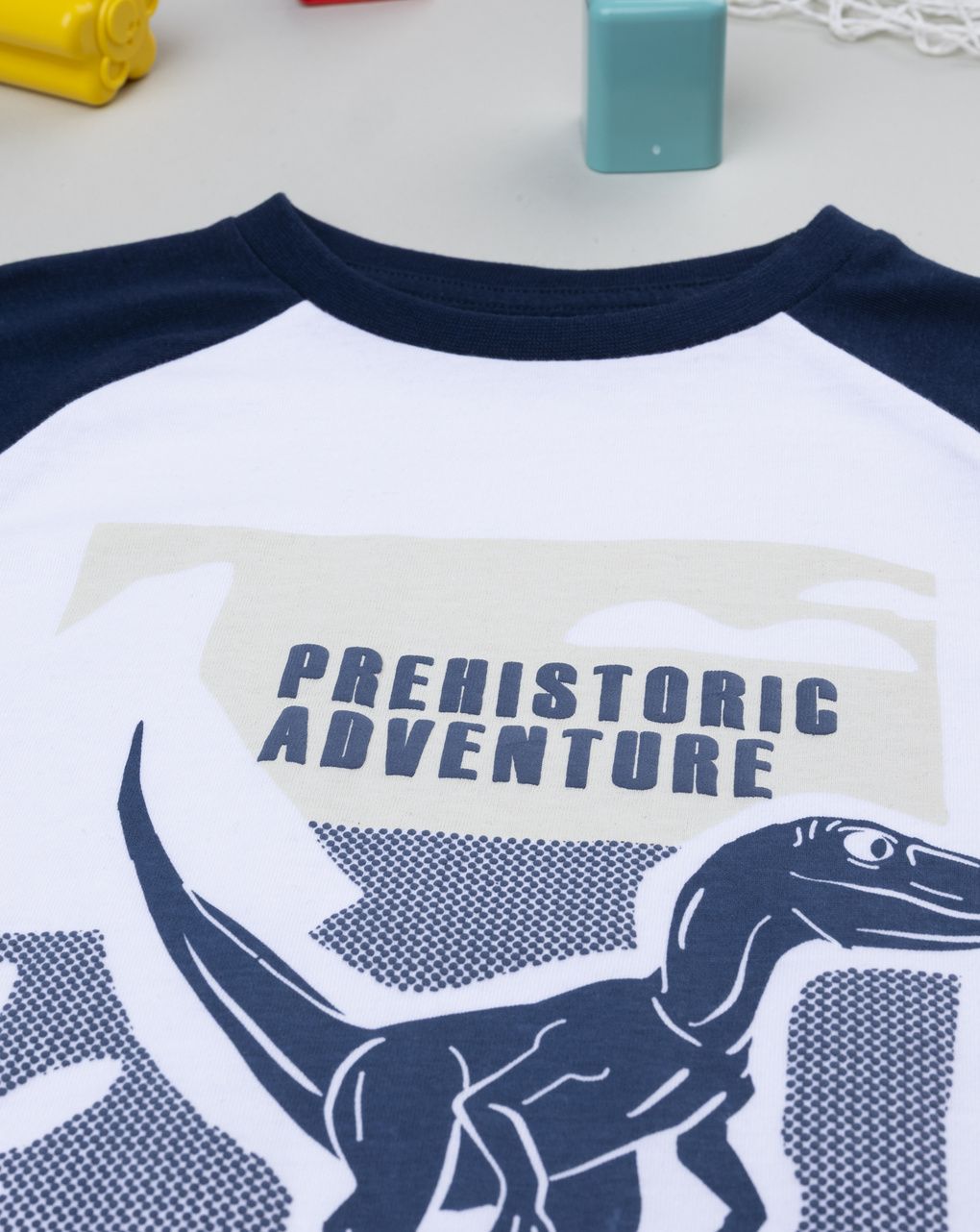 T-shirt bambino bianca/blu stampa