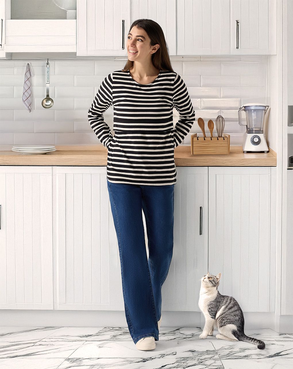 T-shirt allattamento fantasia righe nere