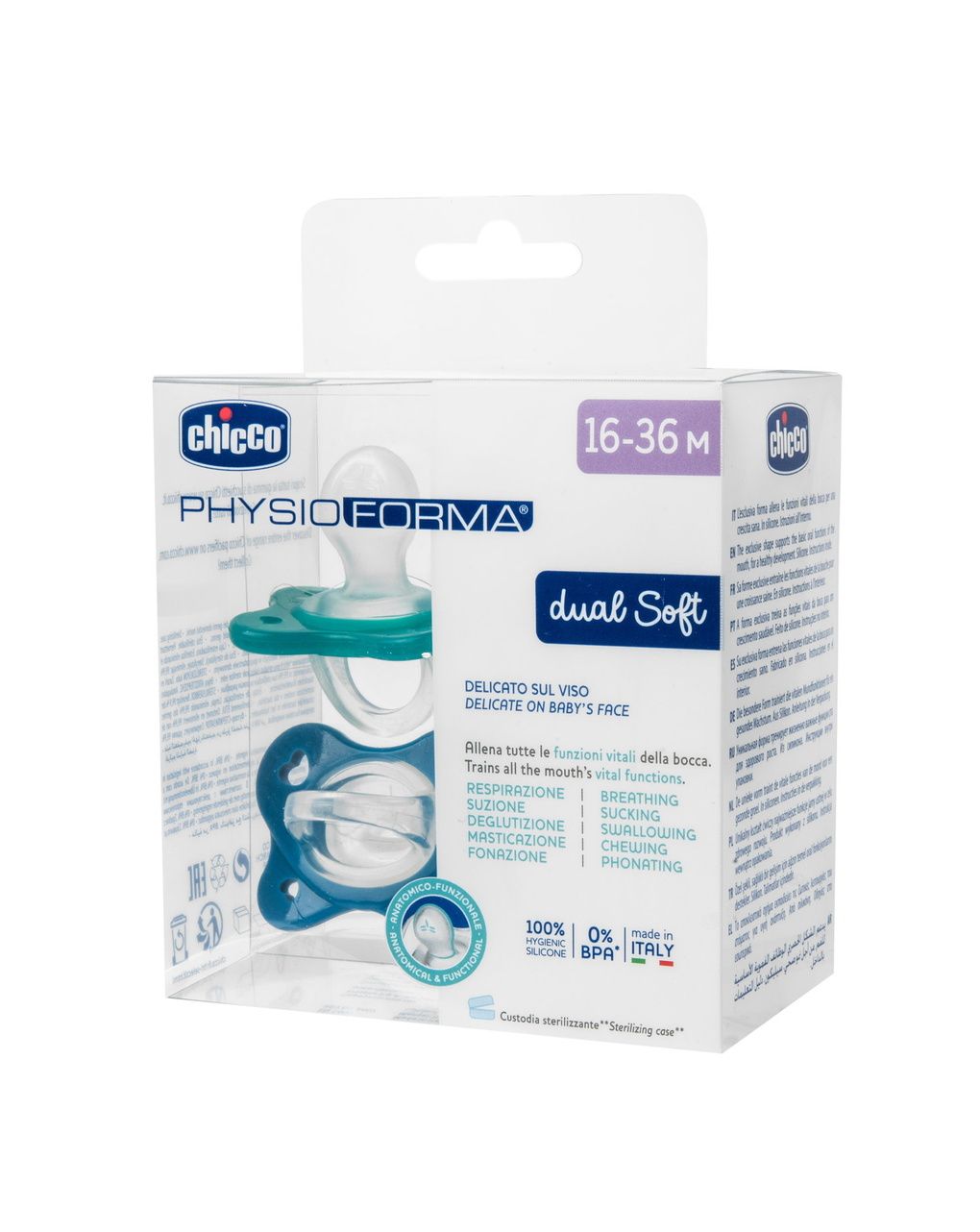 Succhietto dual soft azzurro 2 pezzi | 16-36m - chicco