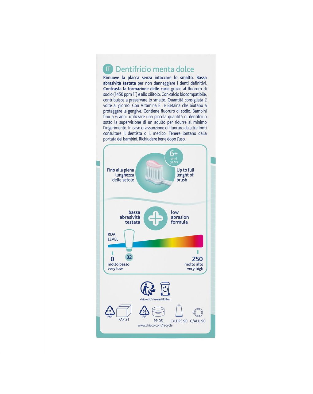 Dentifricio menta dolce 6+ anni - chicco