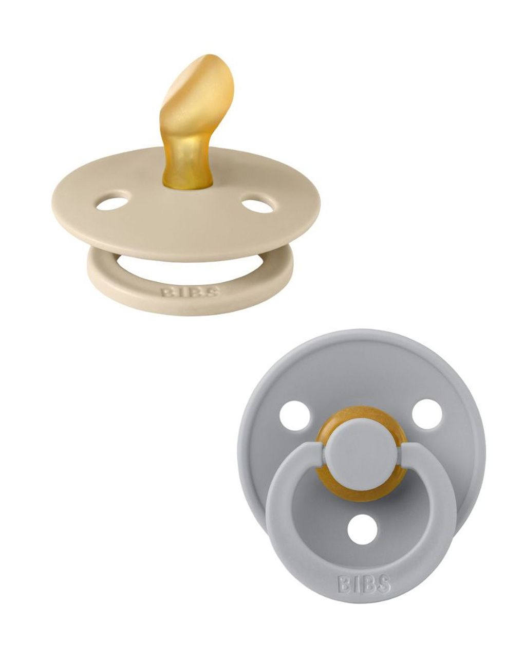 Set 2 ciucci tettarella anatomica in gomma naturale 6/18 mesi - colore vaniglia e cloud - bibs
