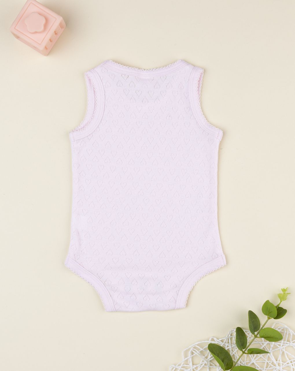 Body bimba rosa spalla larga traforato