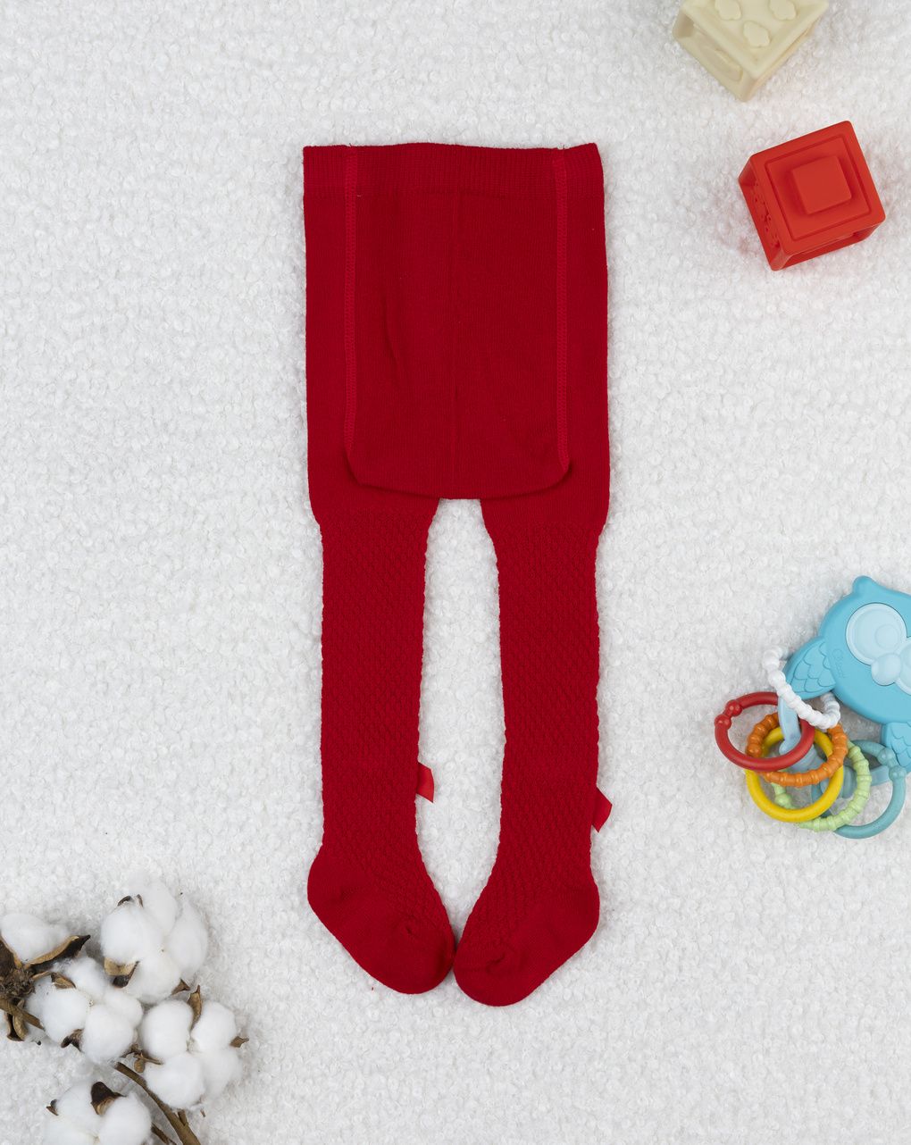 Collant rossi bambina con fiocco