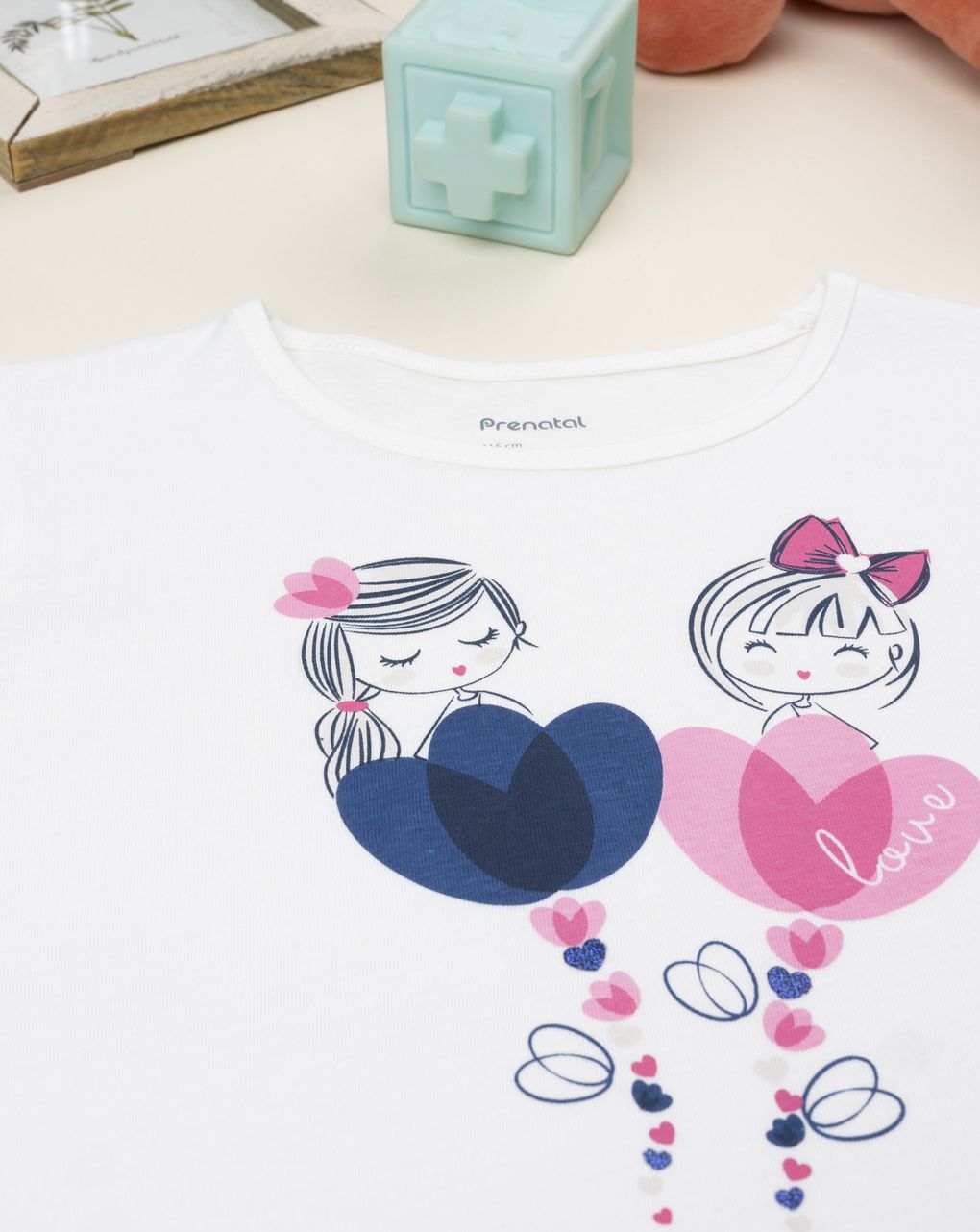 T-shirt bambina maniche lunghe bianca stampata