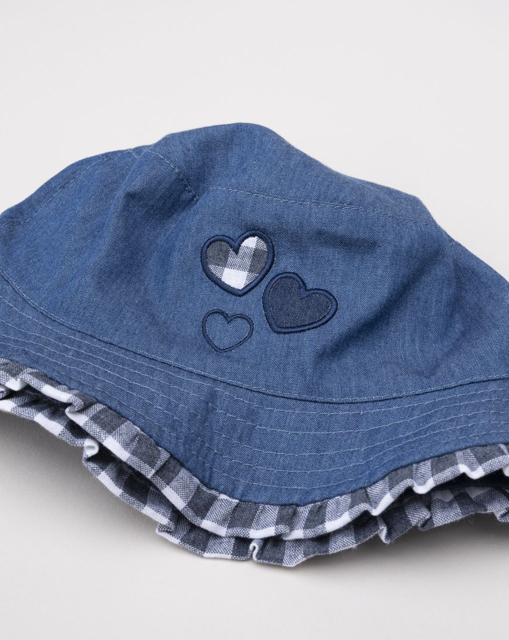 Cappello pescatore bimba denim cuori