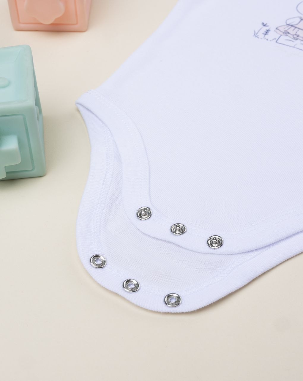 Body bimba bianco mezza manica orsetto