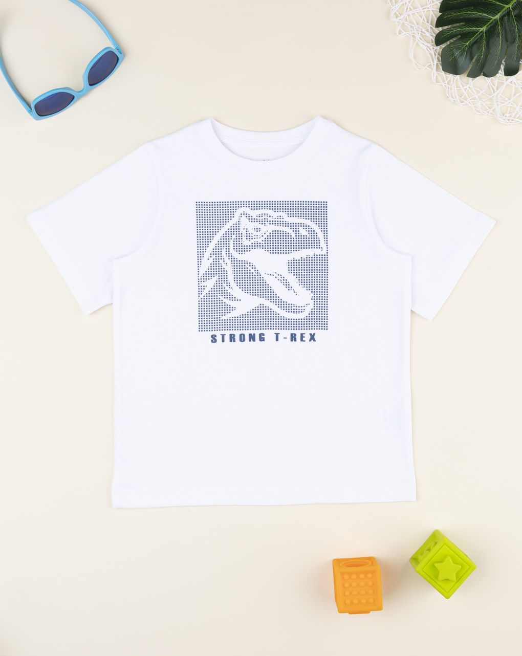 T-shirt bambino bianca stampa rielievo