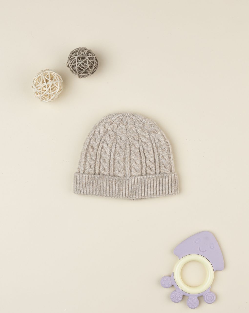 Berretto tricot bimbo beige traccia