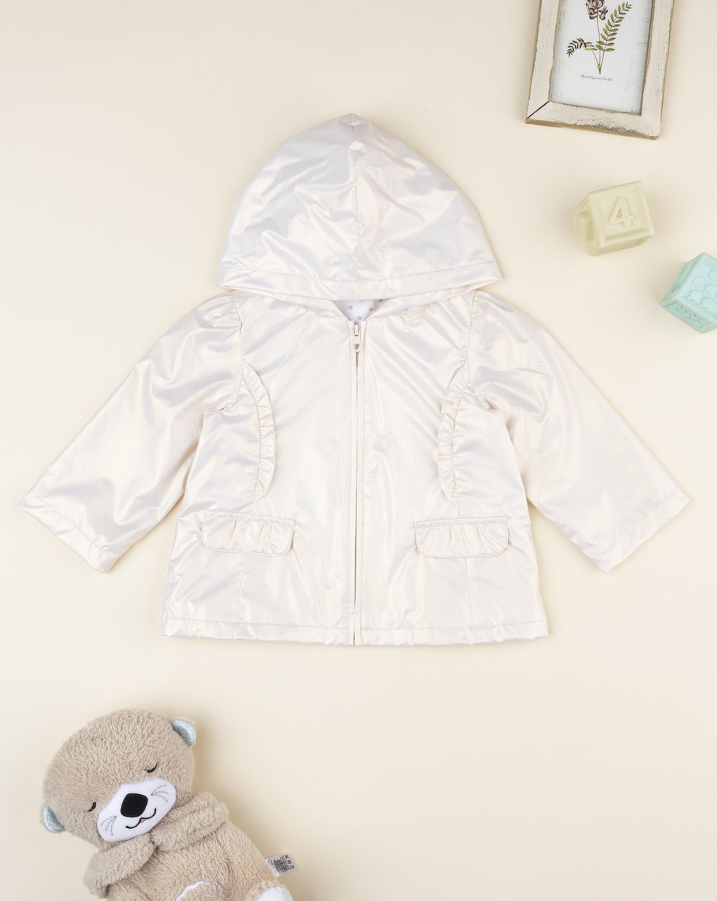 Giacca antivento foderata bimba beige