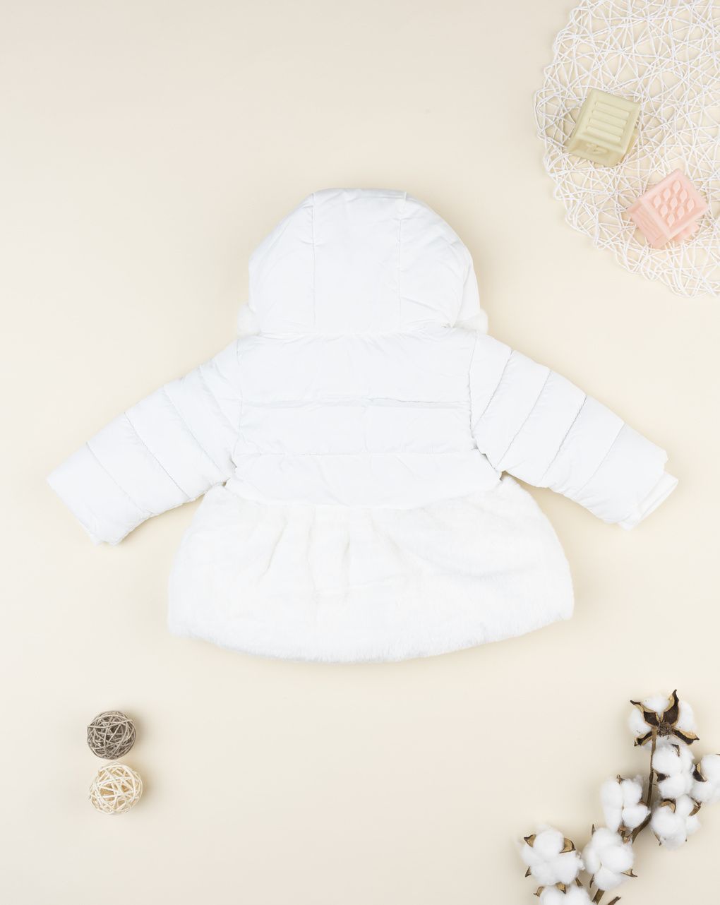 Piumino bimba bianco inserto pelliccetta