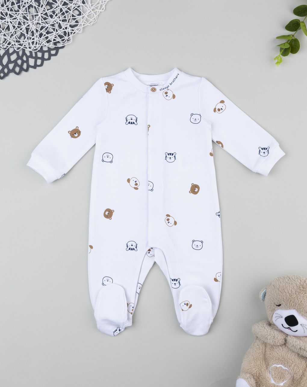 Tutina neonato bianca stampa orsetti