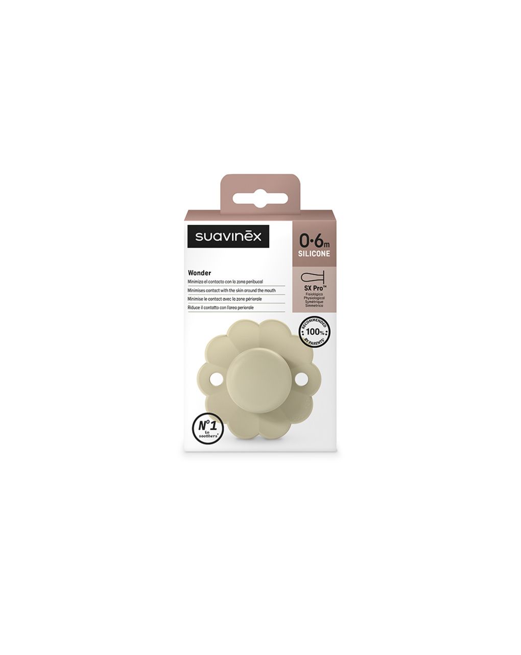 Succhietto wonder silicone 0/6m sxpro champagne - suavinex