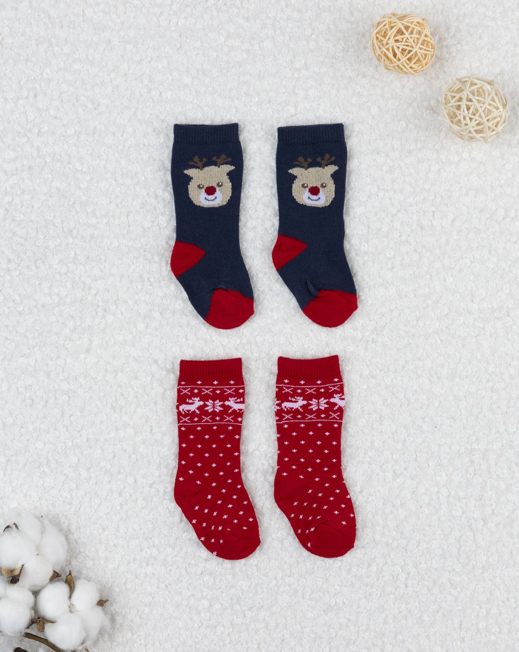 Pack 2 calze natalizie bimbo caldo cotone