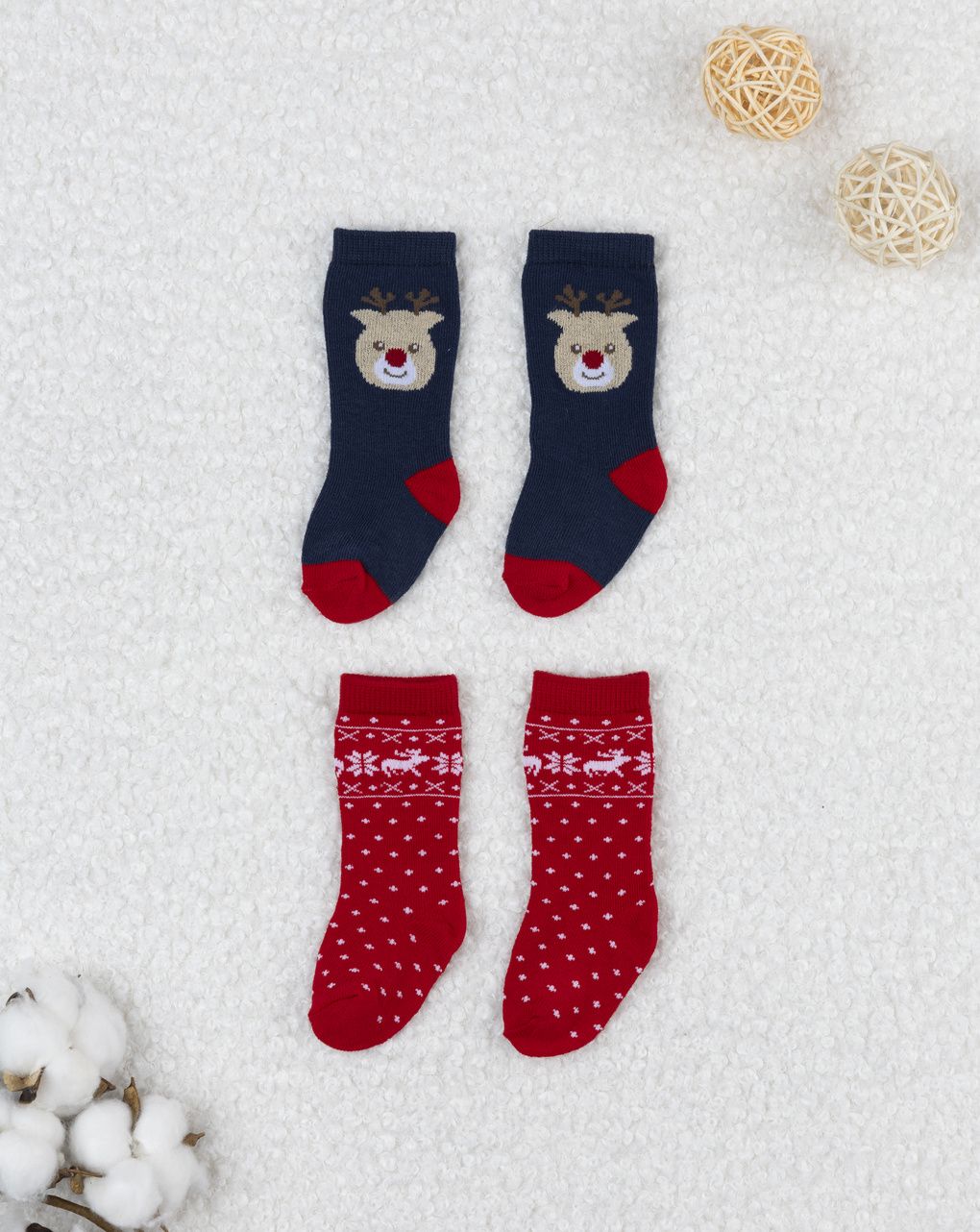 Pack 2 calze natalizie bimbo caldo cotone