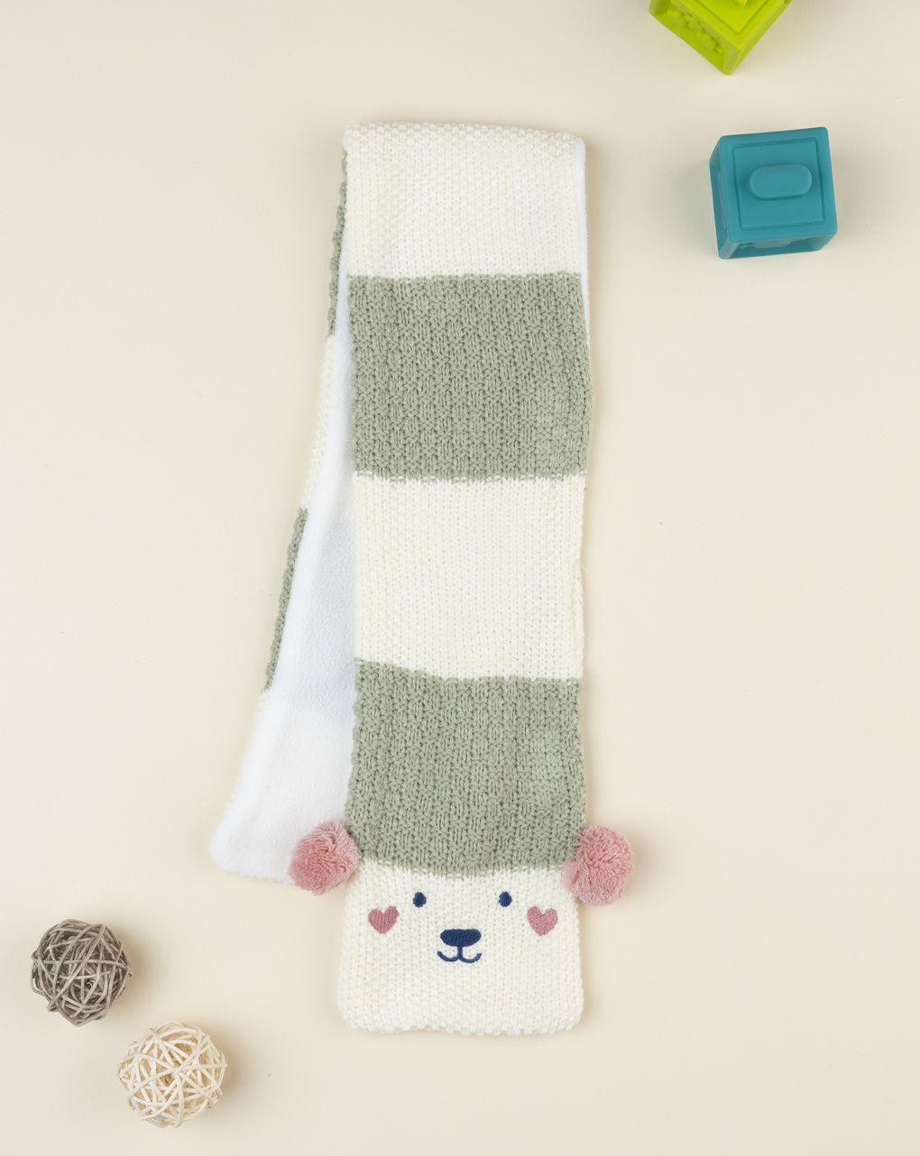 Sciarpa bimba panna/verde animata