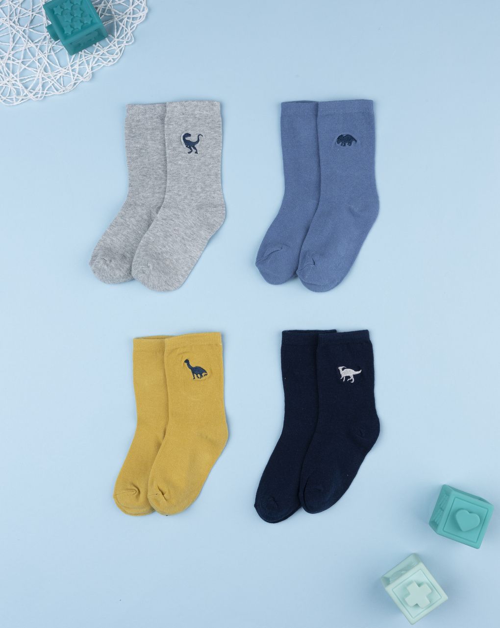 Pack 4 gambaletti bambino dinosauri