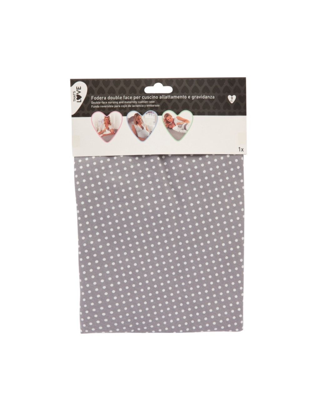 Federa cuscino allattamento pois grigi -  that's love