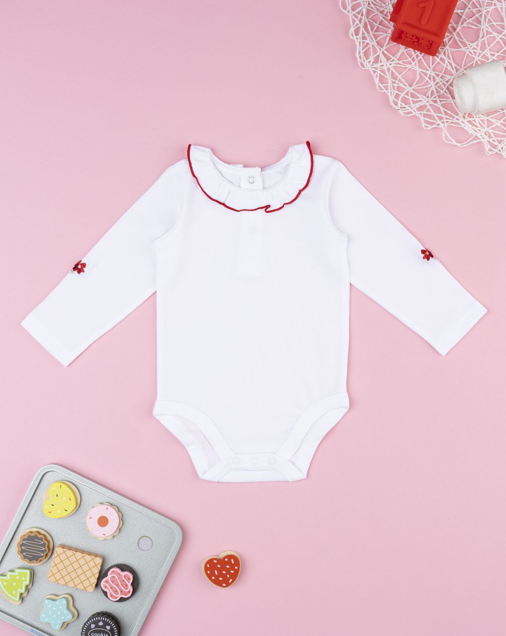 Body bimba bianco/rosso