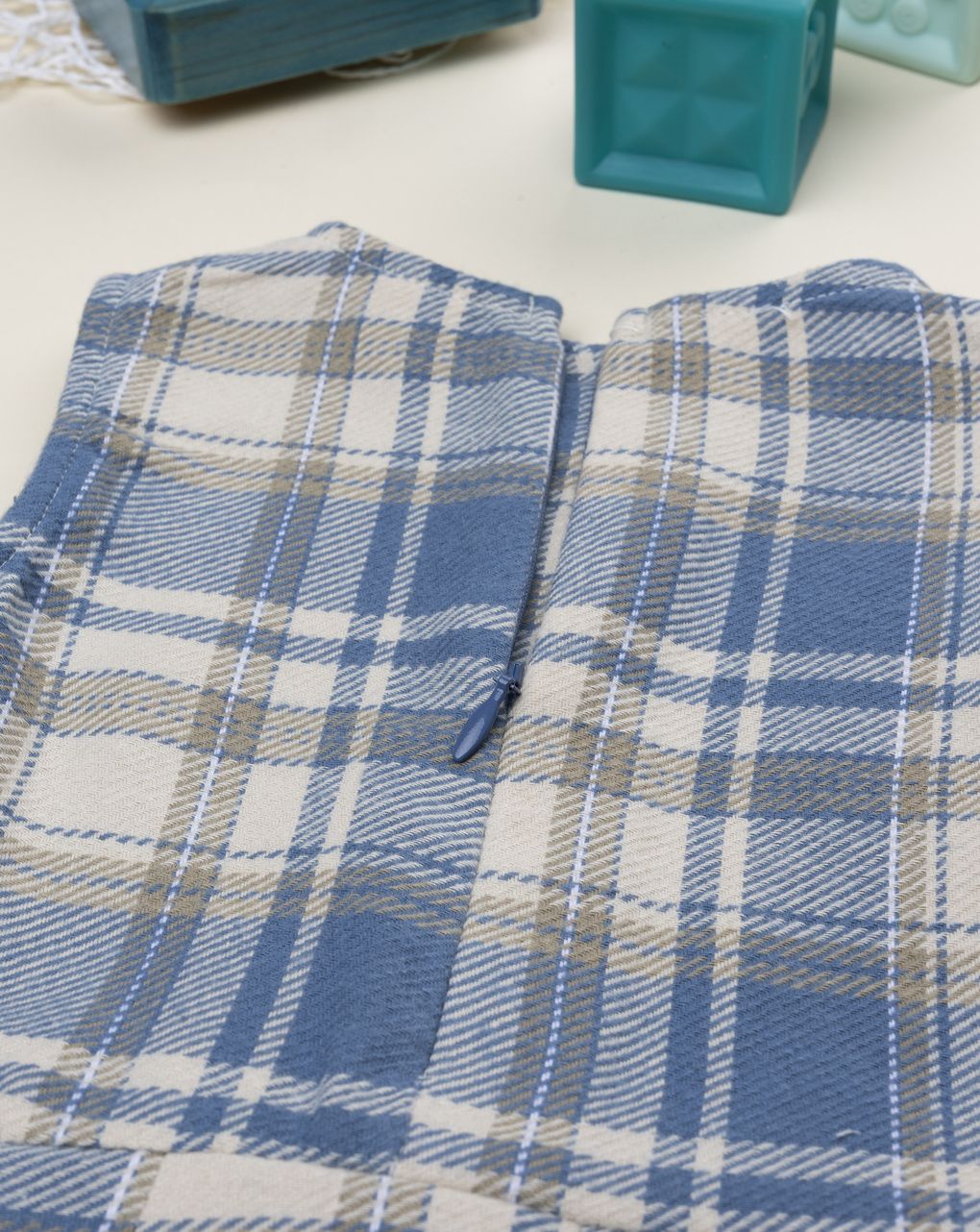 Abito bimba tartan blu/beige