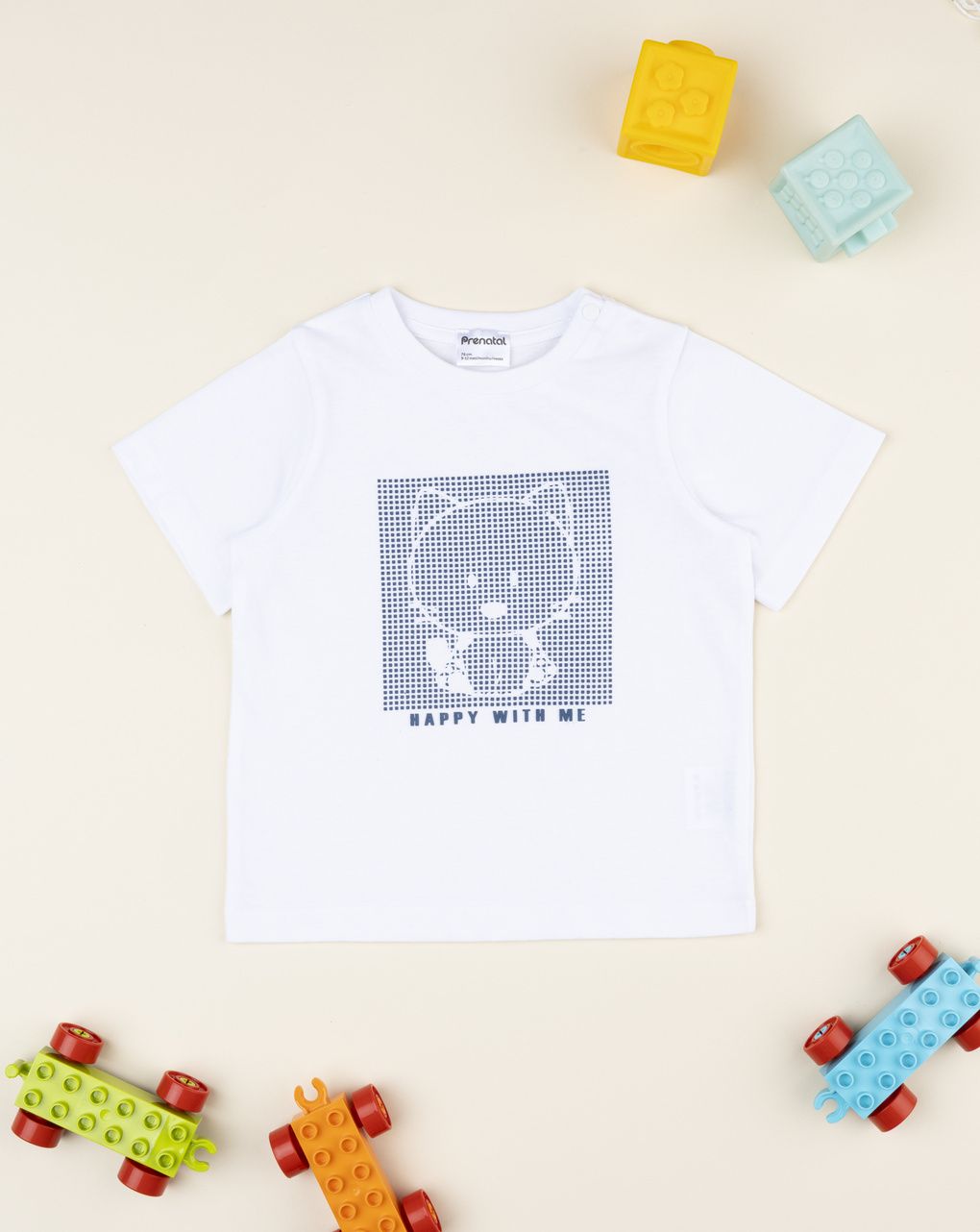 T-shirt bimbo bianca stampa in rilievo