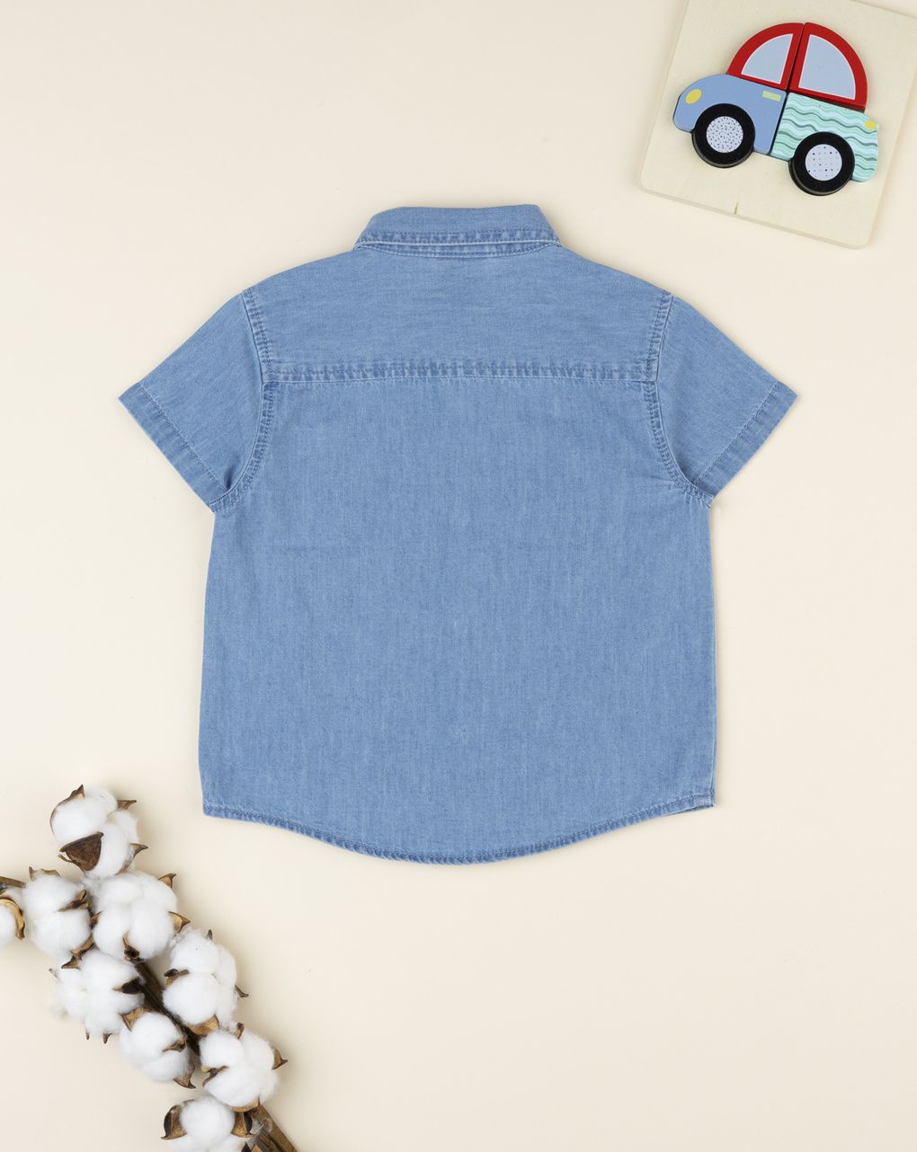 Camicia denim bimbo mezza manica