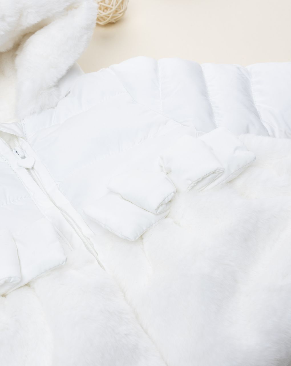 Piumino bimba bianco inserto pelliccetta