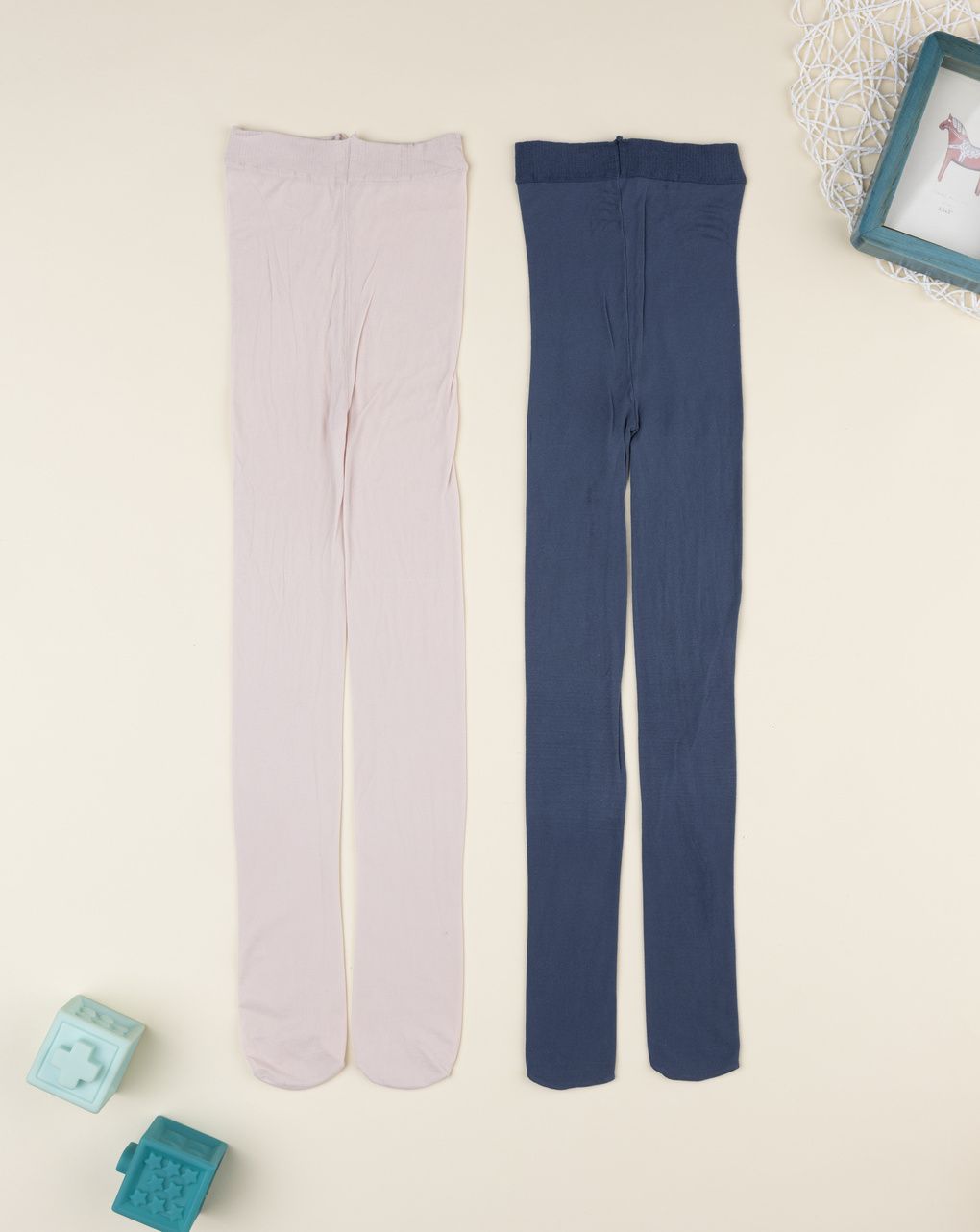 Pack 2 collant microfibra bambina blu/rosa