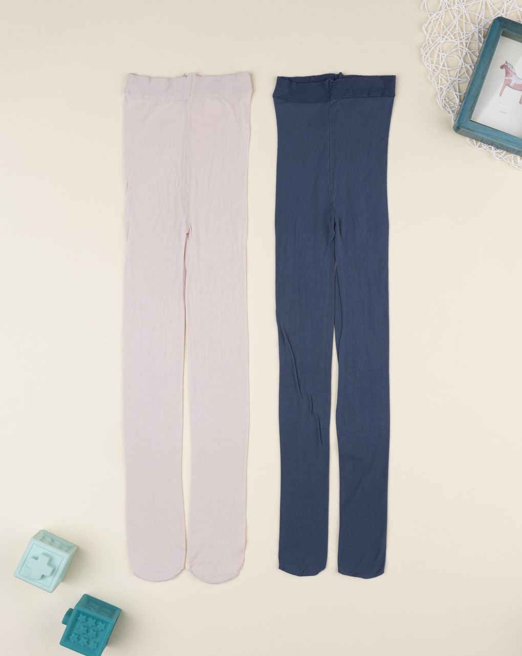 Pack 2 collant microfibra bambina blu/rosa