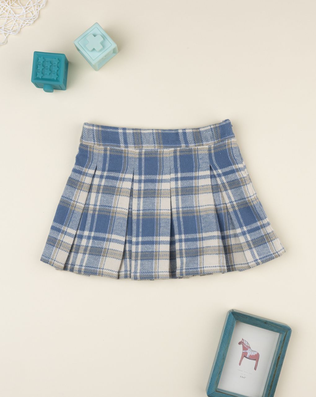 Gonna bambina tartan blu/beige
