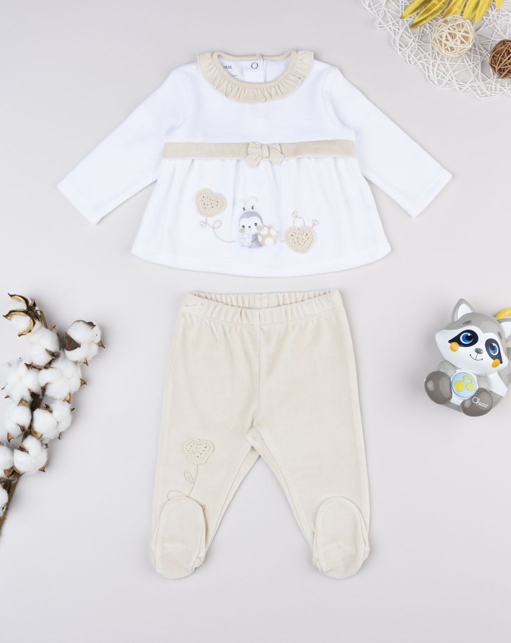 Completo neonata maglia+ghette coccinella