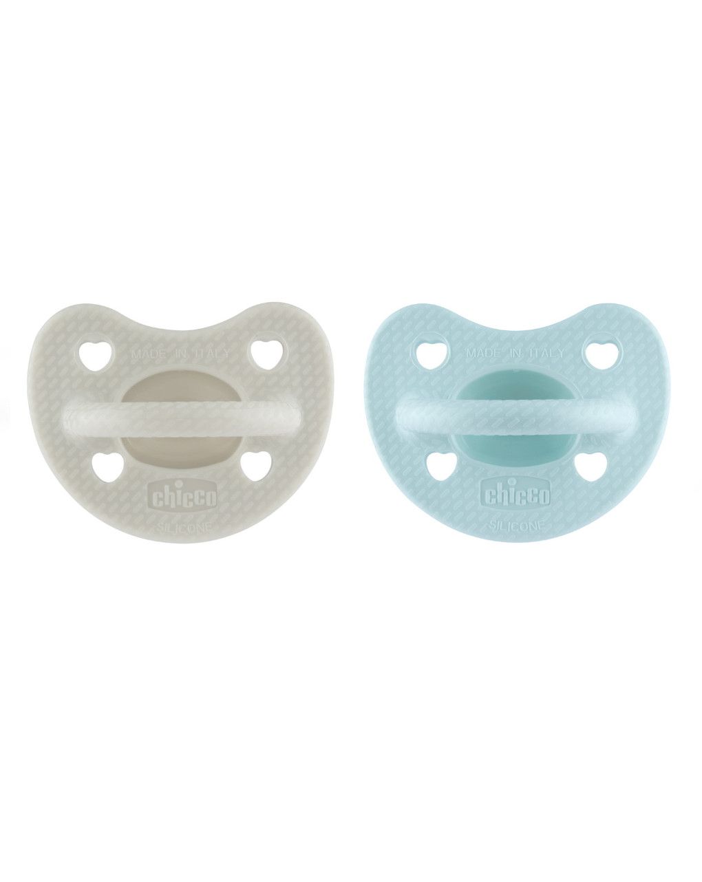Gommotto silicone luxe 6-16m 2pz azzurro/grigio - chicco