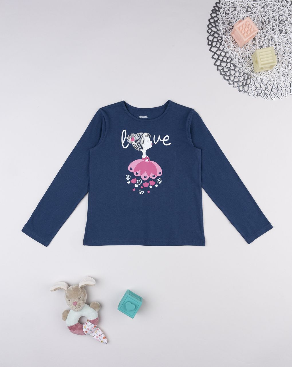 T-shirt bambina blu stampata