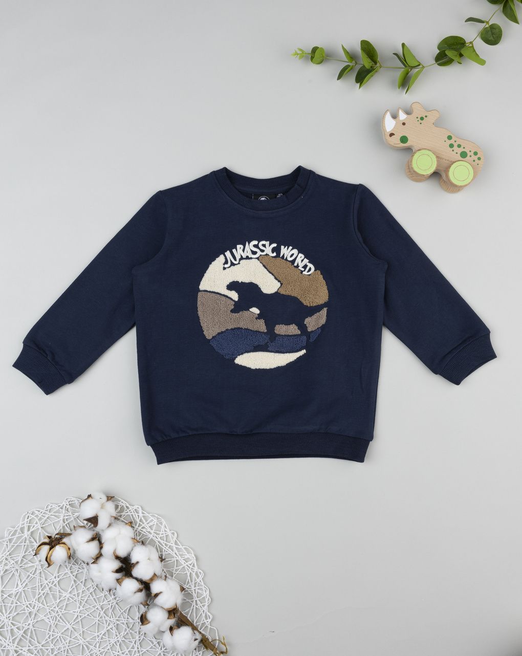 Felpa blu bambino dinosauri