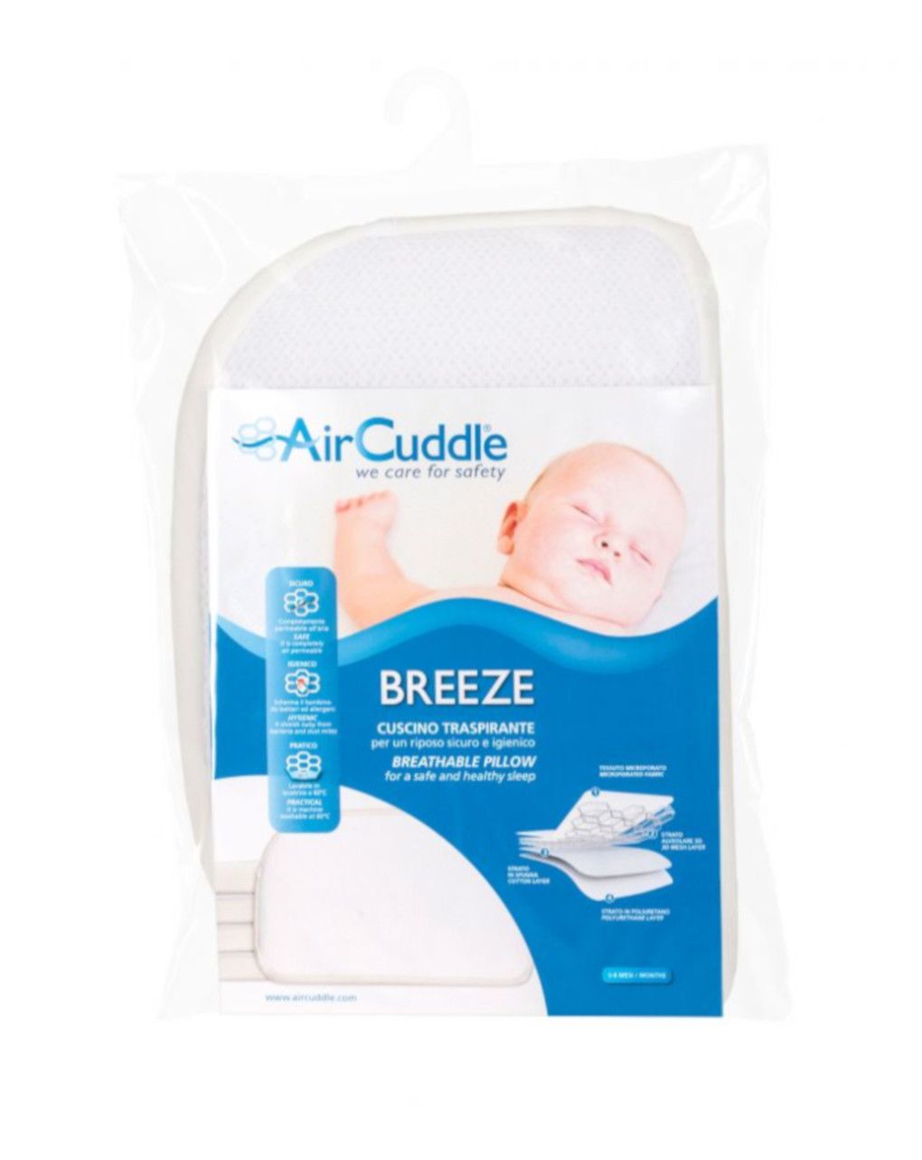 Cuscino carrozzina breeze a 3 strati + copricuscino 30x20cm - aircuddle