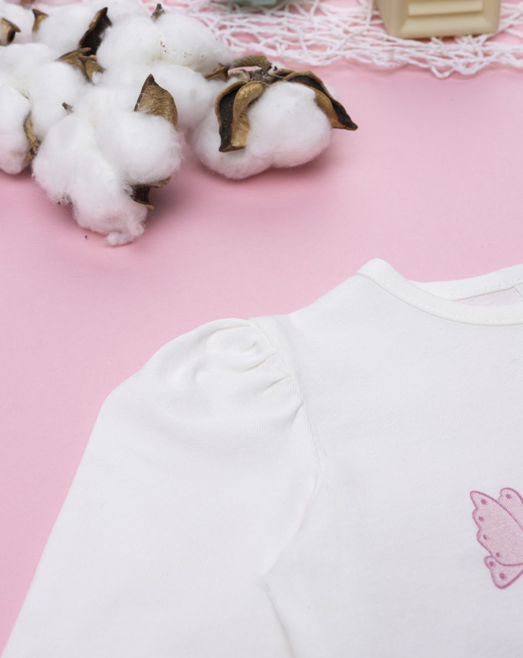 Maglia bimba bianca stampa gattina
