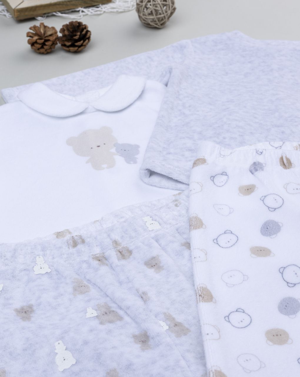 Pack 2 completi neonato bianco/grigio