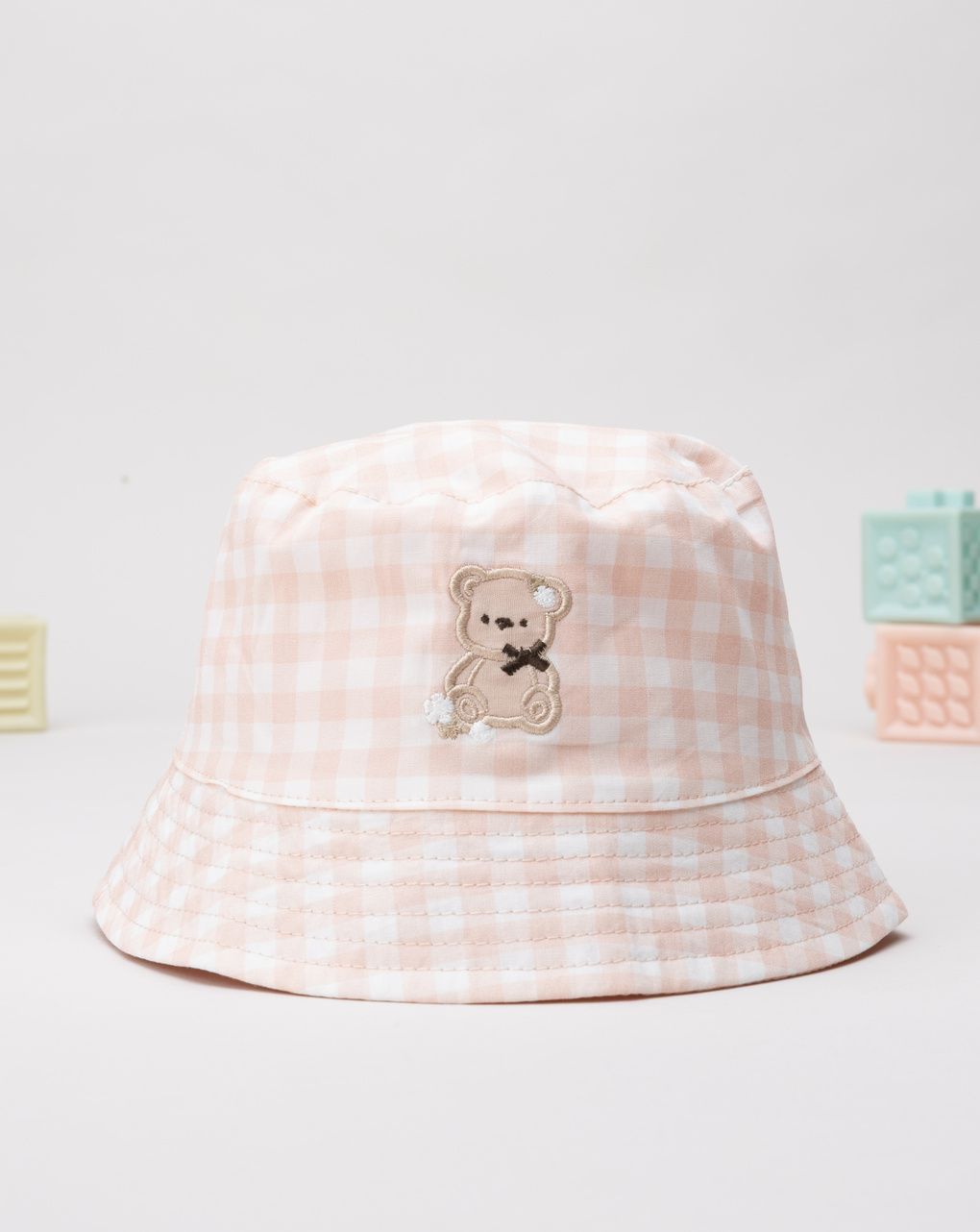 Cappello pescatore bimba rosa vichy