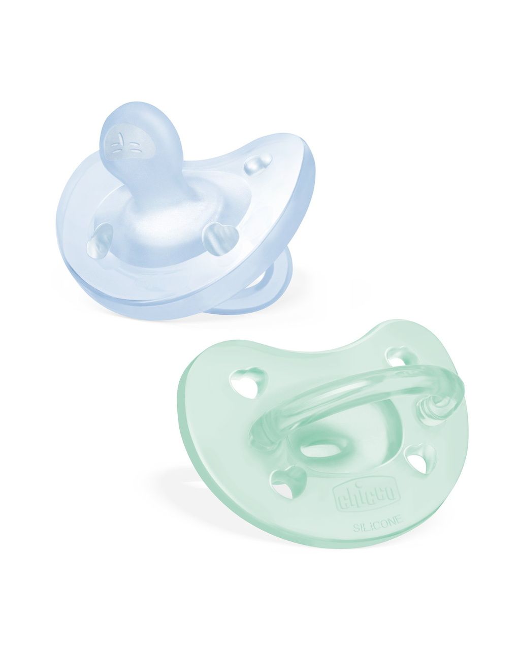 Gommotto physioforma azzuro/verde in silicone 2 pezzi | 2-6 mesi - chicco