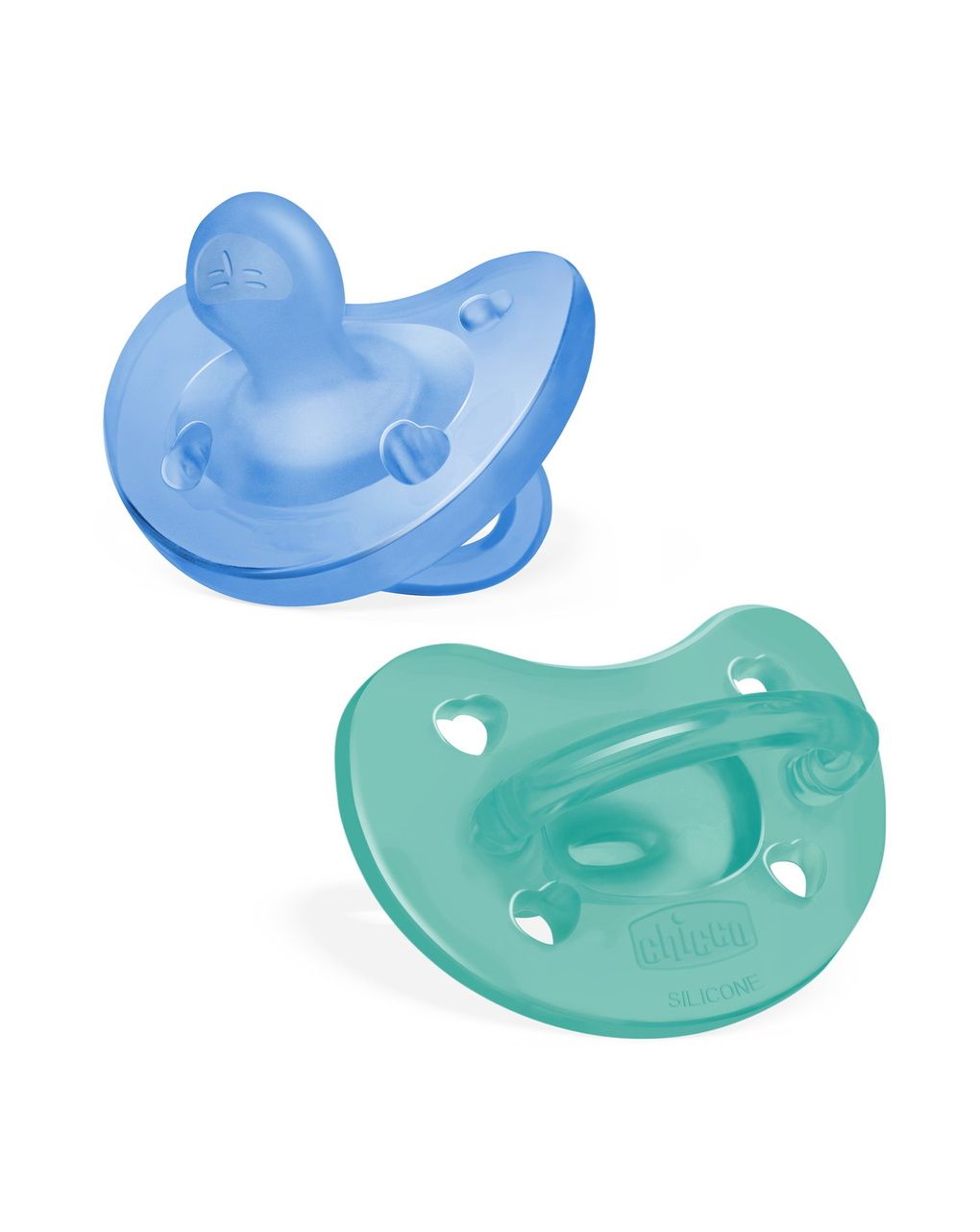 Gommotto physioforma blu/verde in silicone 2 pezzi | 6-16 mesi - chicco
