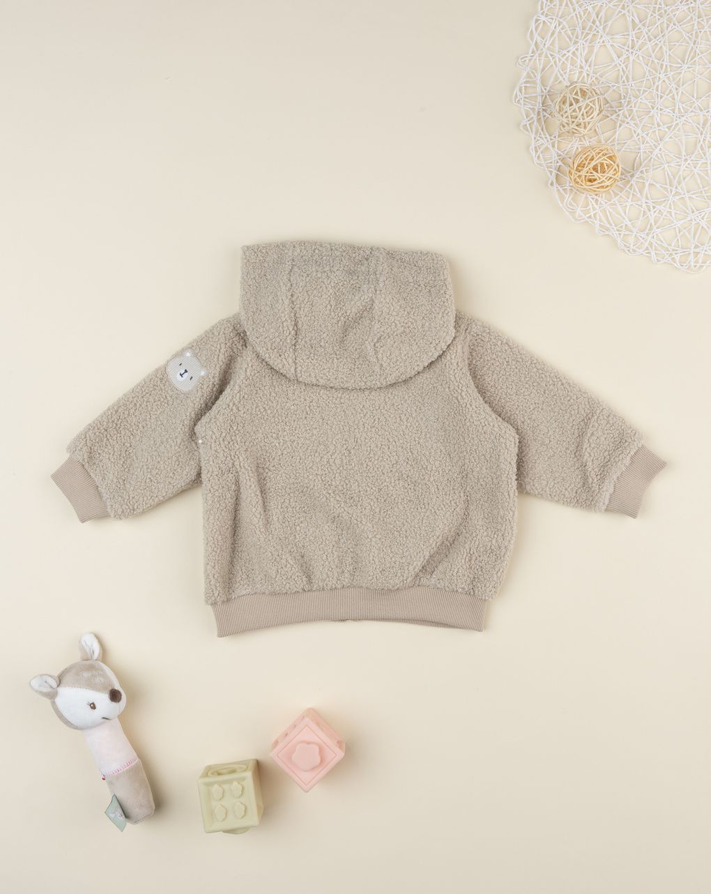 Cardigan fake fue beige neonato