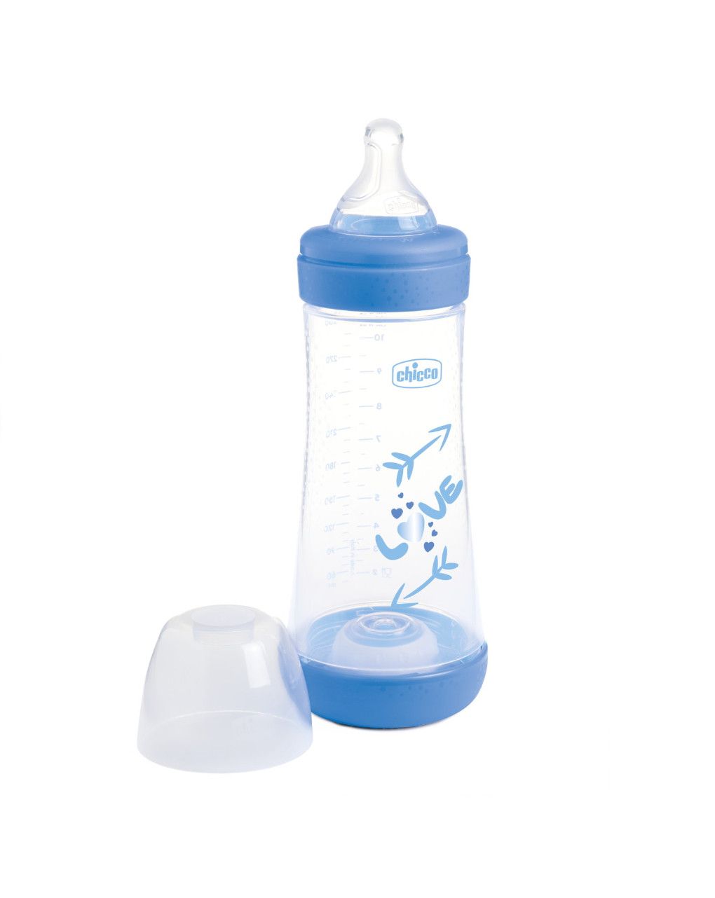 Biberon perfect5 azzurro 300ml in silicone 3 fori - chicco