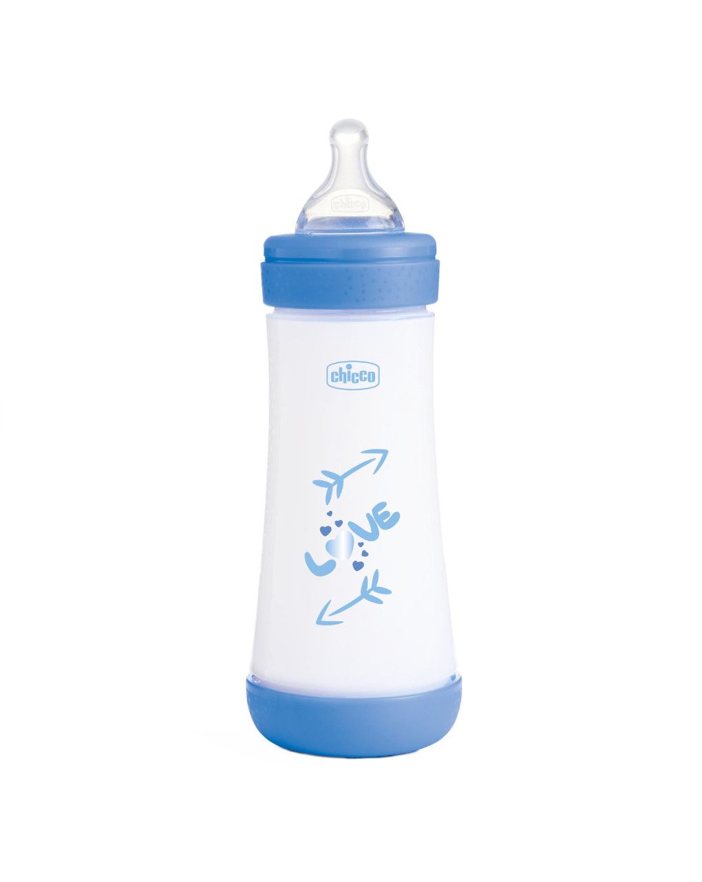 Biberon perfect5 azzurro 300ml in silicone 3 fori - chicco
