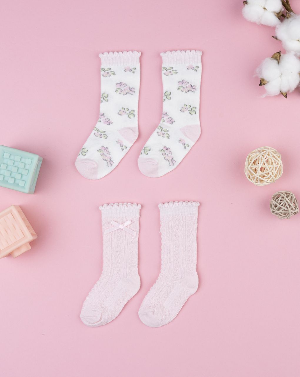 Pack 2 calze bambina rosa
