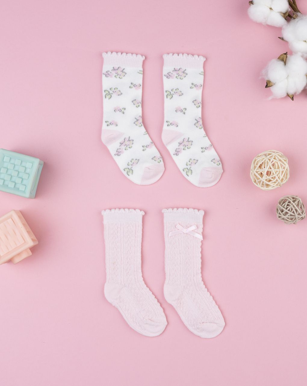 Pack 2 calze bambina rosa