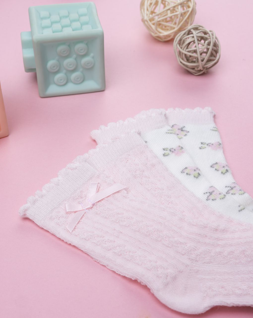 Pack 2 calze bambina rosa