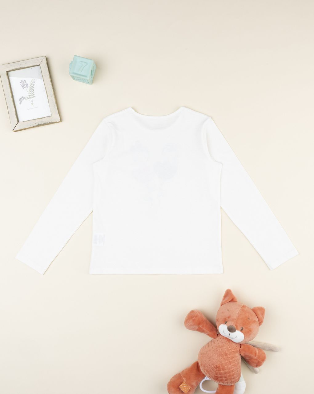T-shirt bambina maniche lunghe bianca stampata