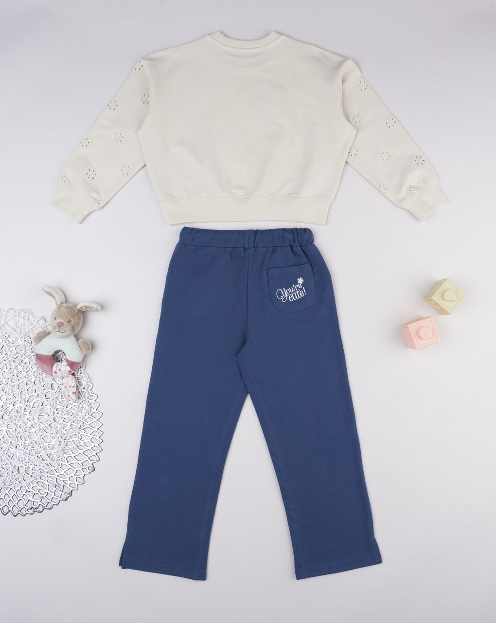 Completo jogging bambina beige/blu minnie