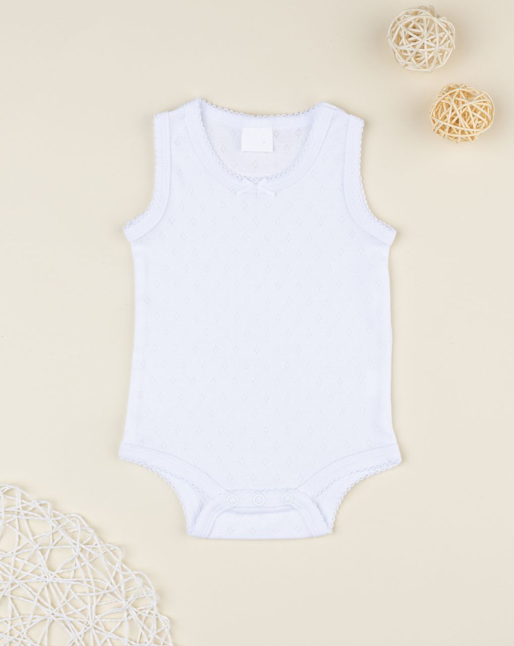 Body bimba bianco spalla larga traforato